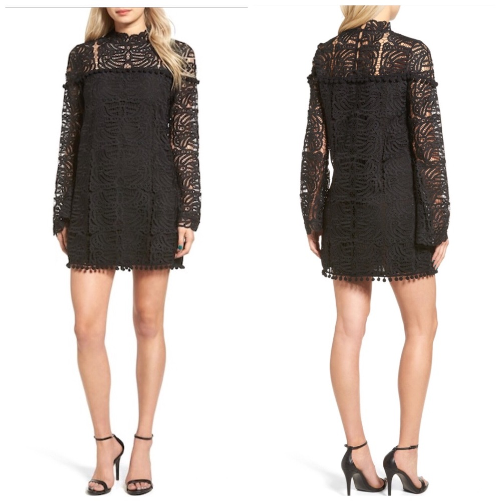 Tularosa Matilda Black Lace Shift Dress Goth Romantic Revolve NEW